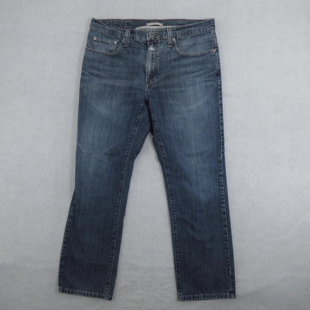 LL Bean 1912 Standard Fit Jeans Mens 33X28 (Tag34x29) Blue Wash Straight Denim